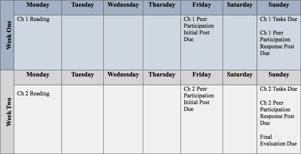 Teaching Business English Course Calendar & Due Dates